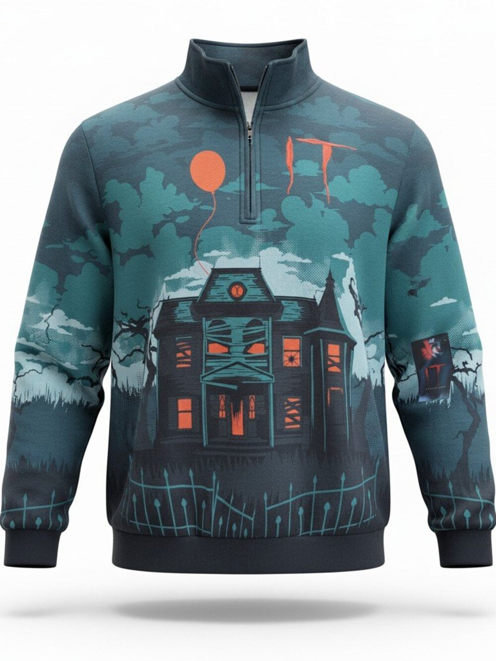 Stephen King IT Chapter Two Graphic Scenic House Quarter Zip Sweatshirt Size 2X